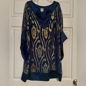 HALSTON Heritage Navy and Gold Women's Tunic- Sz 4